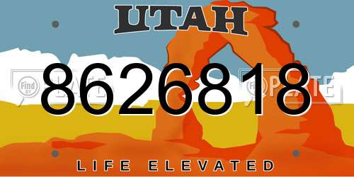 8626818 Utah License Plate