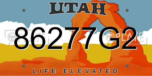 86277G2 Utah License Plate