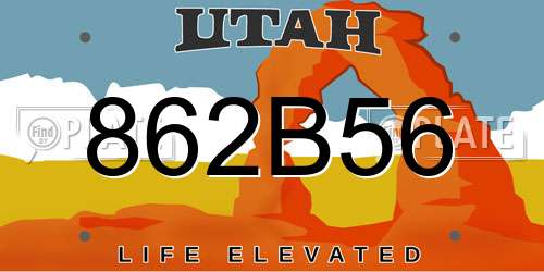 862B56 Utah License Plate