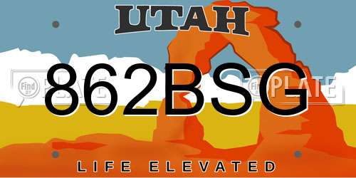 862BSG Utah License Plate
