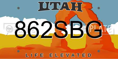 862SBG Utah License Plate