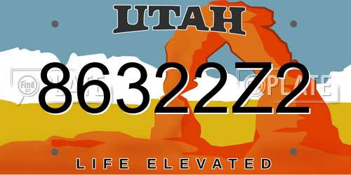 86322Z2 Utah License Plate
