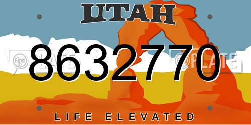 8632770 Utah License Plate