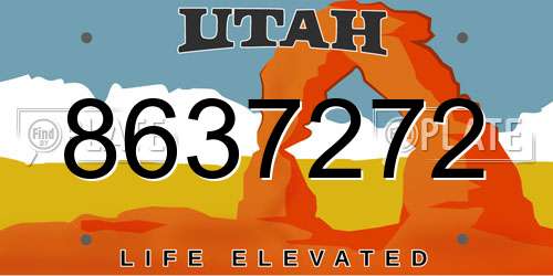 8637272 Utah License Plate