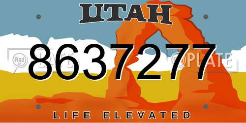 8637277 Utah License Plate