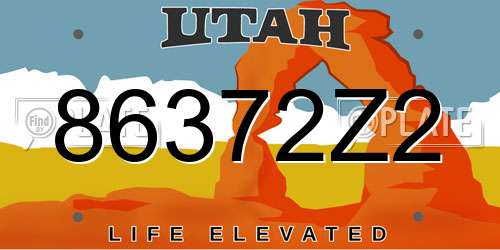 86372Z2 Utah License Plate