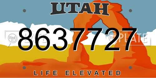 8637727 Utah License Plate