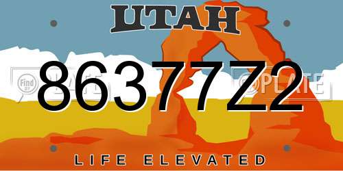 86377Z2 Utah License Plate