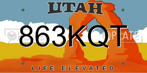 863KQT Utah License Plate