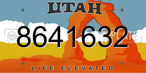 8641632 Utah License Plate