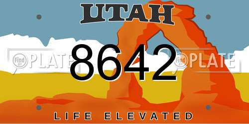 8642 Utah License Plate
