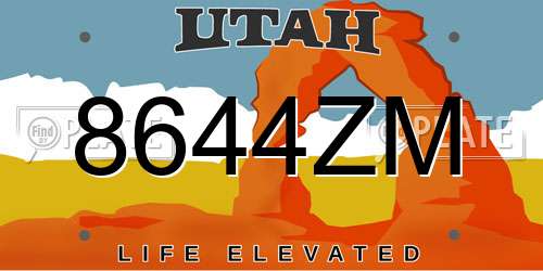 8644ZM Utah License Plate
