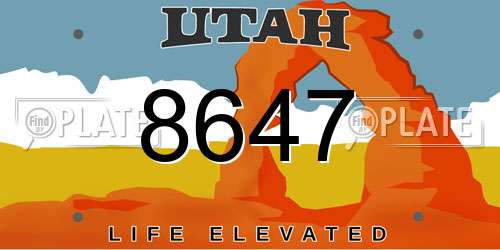 8647 Utah License Plate