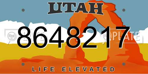 8648217 Utah License Plate