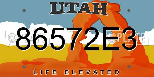 86572E3 Utah License Plate