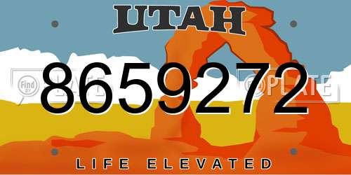 8659272 Utah License Plate