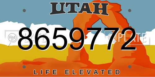 8659772 Utah License Plate