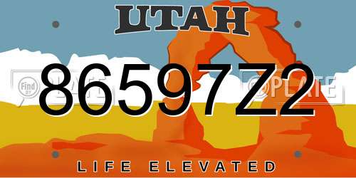 86597Z2 Utah License Plate