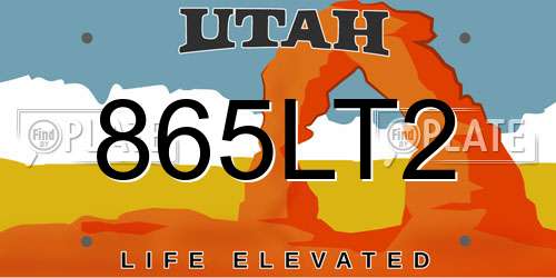 865LT2 Utah License Plate