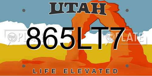 865LT7 Utah License Plate