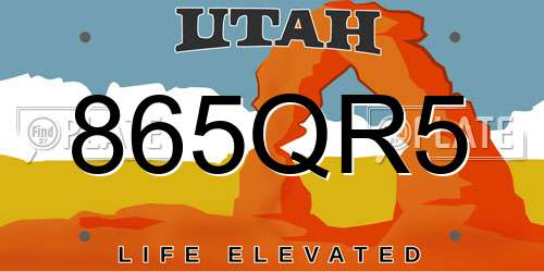 865QR5 Utah License Plate