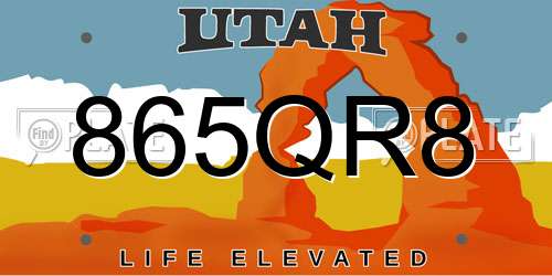 865QR8 Utah License Plate