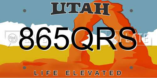 865QRS Utah License Plate