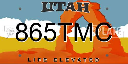 865TMC Utah License Plate