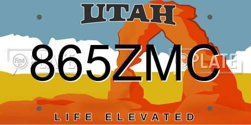 865ZMC Utah License Plate