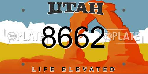 8662 Utah License Plate