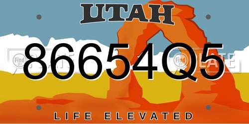 86654Q5 Utah License Plate