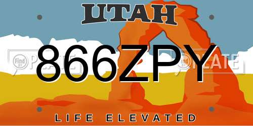 866ZPY Utah License Plate