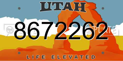 8672262 Utah License Plate