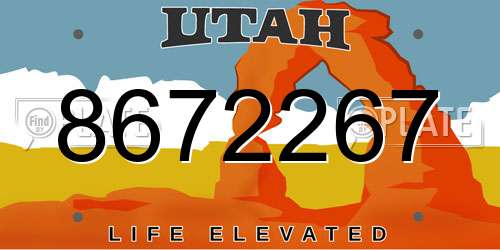 8672267 Utah License Plate