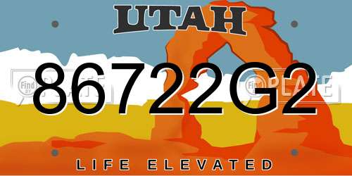 86722G2 Utah License Plate