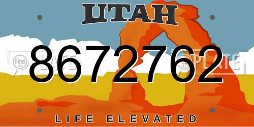 8672762 Utah License Plate