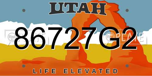 86727G2 Utah License Plate
