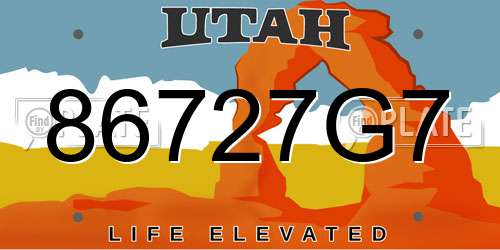 86727G7 Utah License Plate