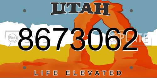 8673062 Utah License Plate
