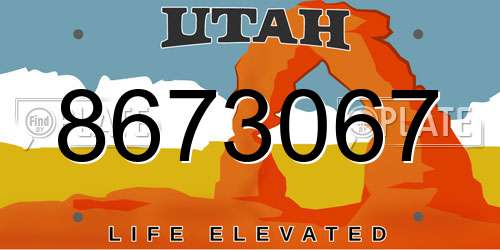 8673067 Utah License Plate