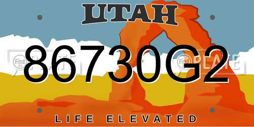 86730G2 Utah License Plate