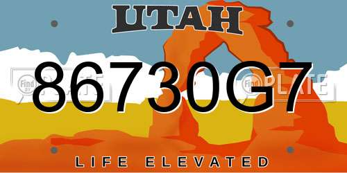 86730G7 Utah License Plate