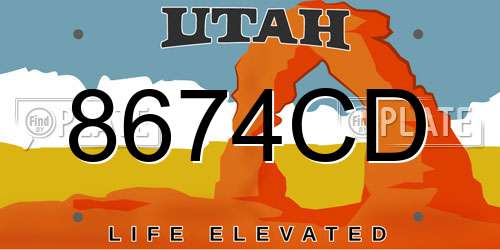 8674CD Utah License Plate