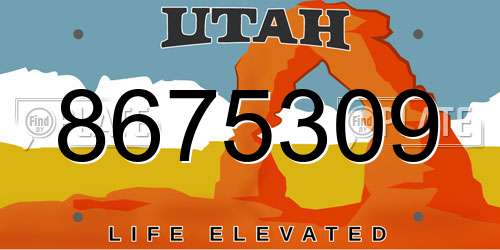 8675309 Utah License Plate
