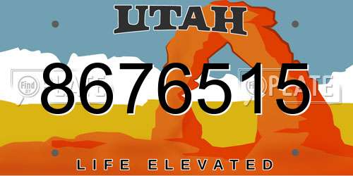 8676515 Utah License Plate