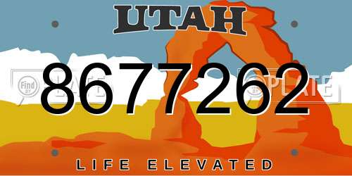 8677262 Utah License Plate