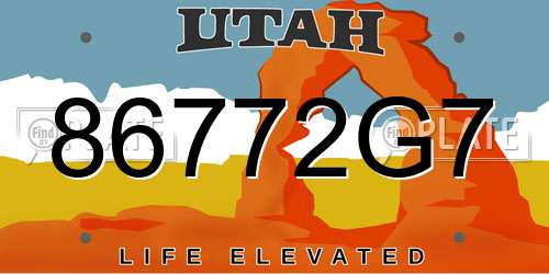 86772G7 Utah License Plate