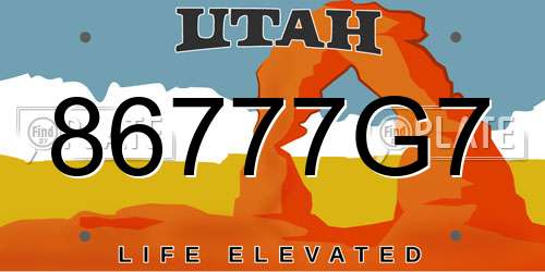 86777G7 Utah License Plate
