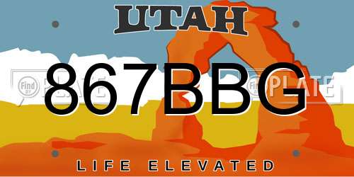 867BBG Utah License Plate