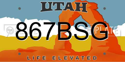 867BSG Utah License Plate